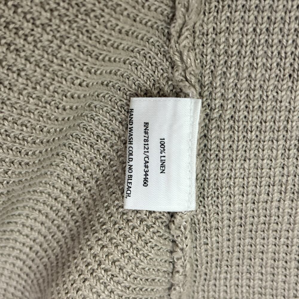 EILEEN FISHER Cardigan Petite PM Linen Open Knit Open Front Long Sleeve Beige - Picture 4 of 13